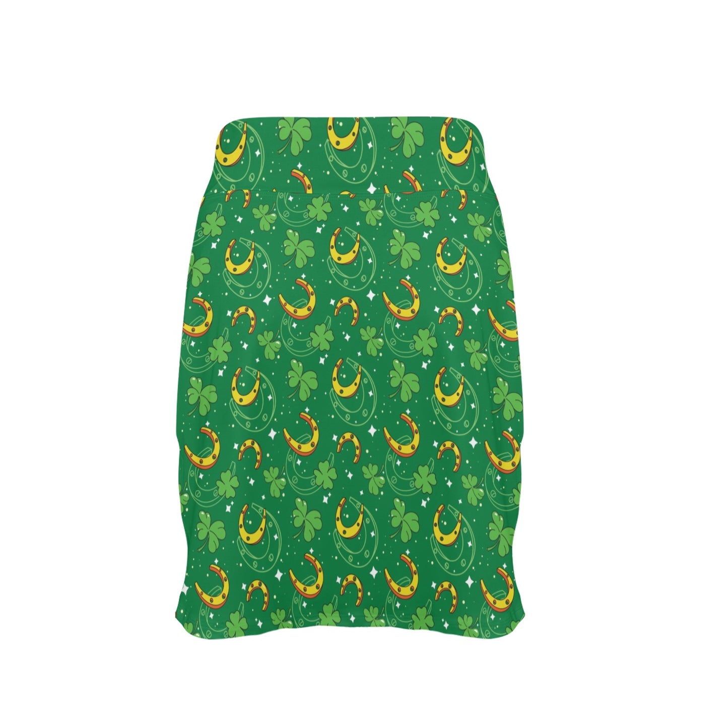 Shamrock With Horse Shoes Print Design LKS305 17" Golf & Pickleball Skort with Pockets