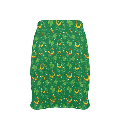 Shamrock With Horse Shoes Print Design LKS305 17" Golf & Pickleball Skort with Pockets
