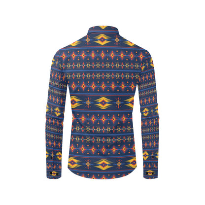 Southwest Pattern Print Design LKS306 Men's Long Sleeve Dress Shirt