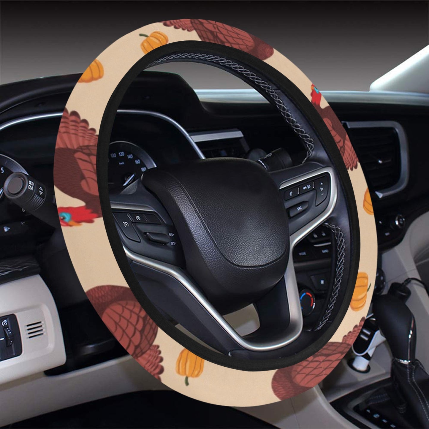 Thanksgiving Print Design LKS308 Steering Wheel Cover with Elastic Edge