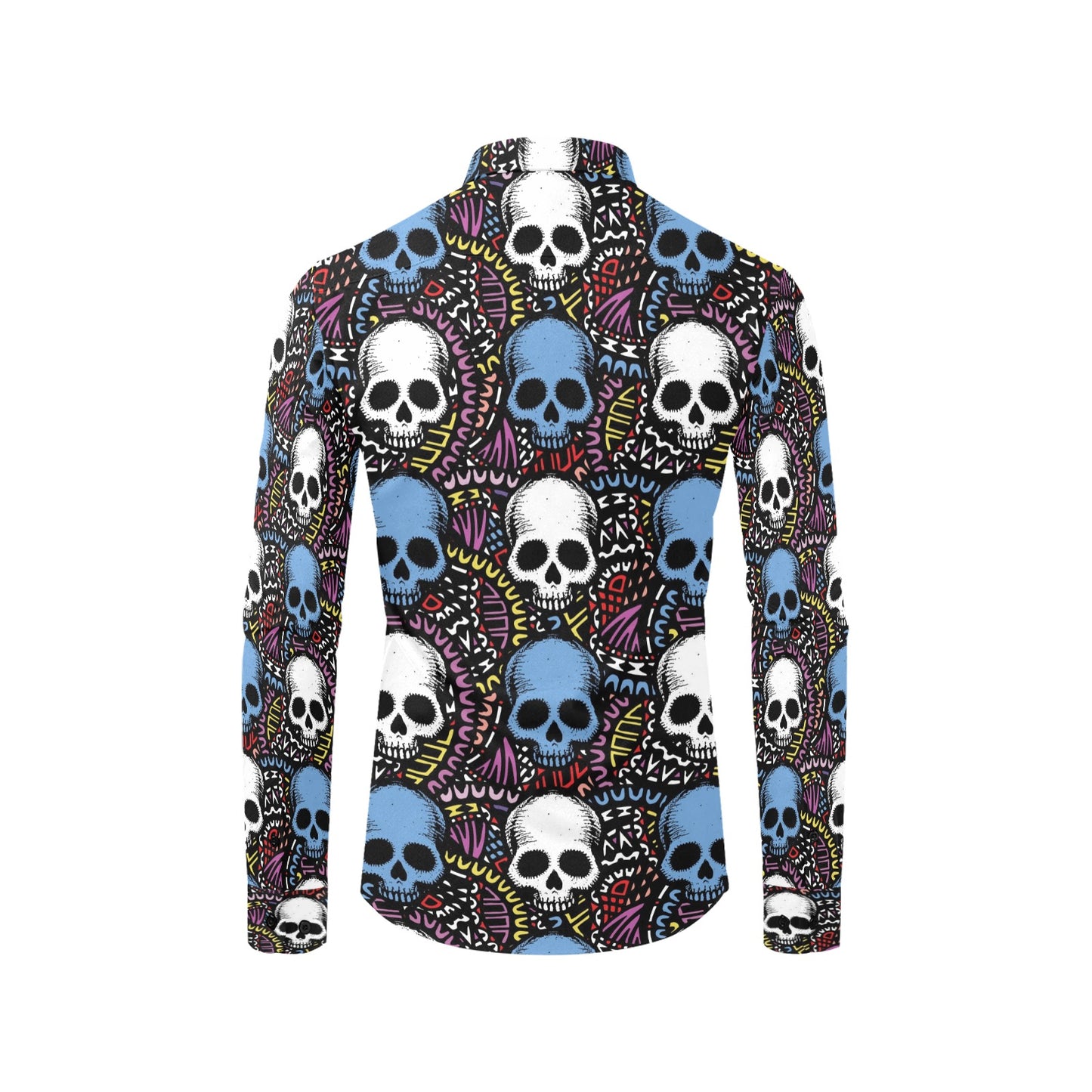 Skull Print Design LKS305 Men's Long Sleeve Dress Shirt