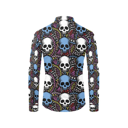 Skull Print Design LKS305 Men's Long Sleeve Dress Shirt