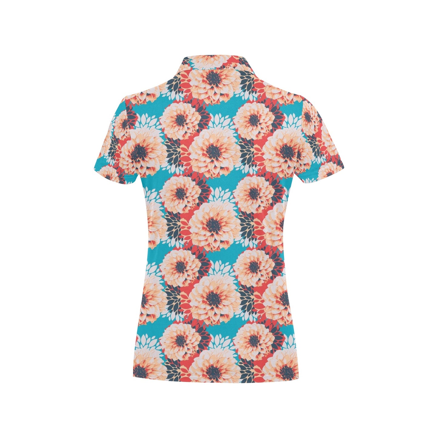 Dahlia Pattern Print Design DH05 Women's Polo Shirt