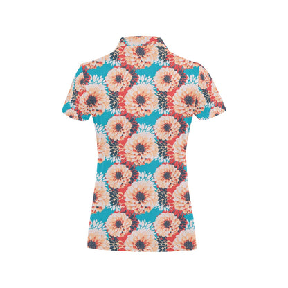 Dahlia Pattern Print Design DH05 Women's Polo Shirt