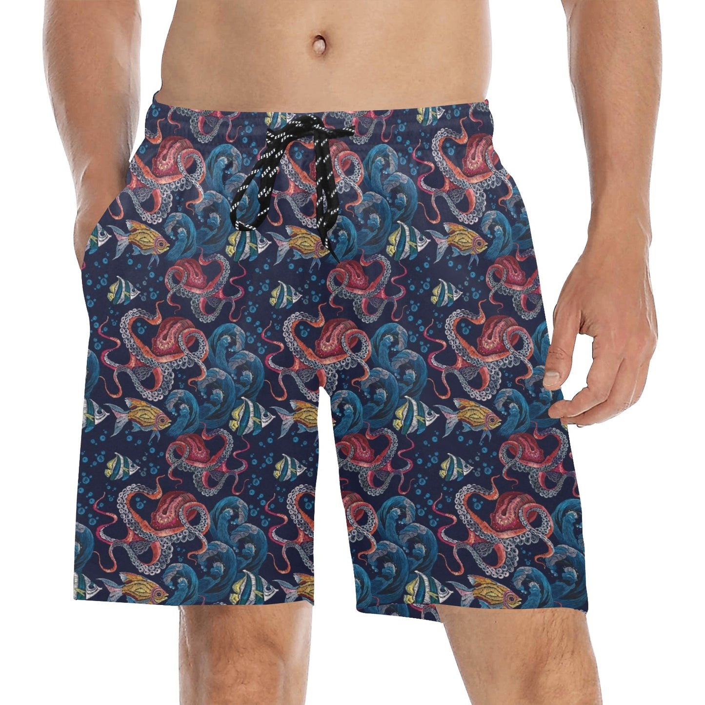 Underwater Giant Squid Print Design LKS302 Men's Swim Trunks Beach Shorts