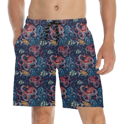 Underwater Giant Squid Print Design LKS302 Men's Swim Trunks Beach Shorts