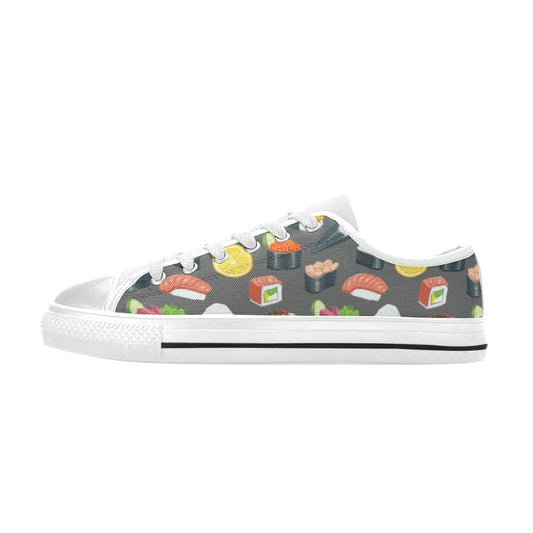 Sushi Print Design LKS302 Women's White Low Top Shoes