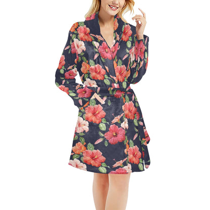 Tropical Flower Pattern Print Design TF020 Women's Fleece Robe
