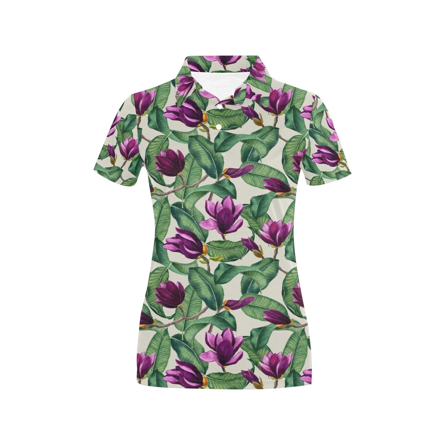 Magnolia Pattern Print Design MAG07 Women's Polo Shirt