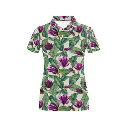 Magnolia Pattern Print Design MAG07 Women's Polo Shirt