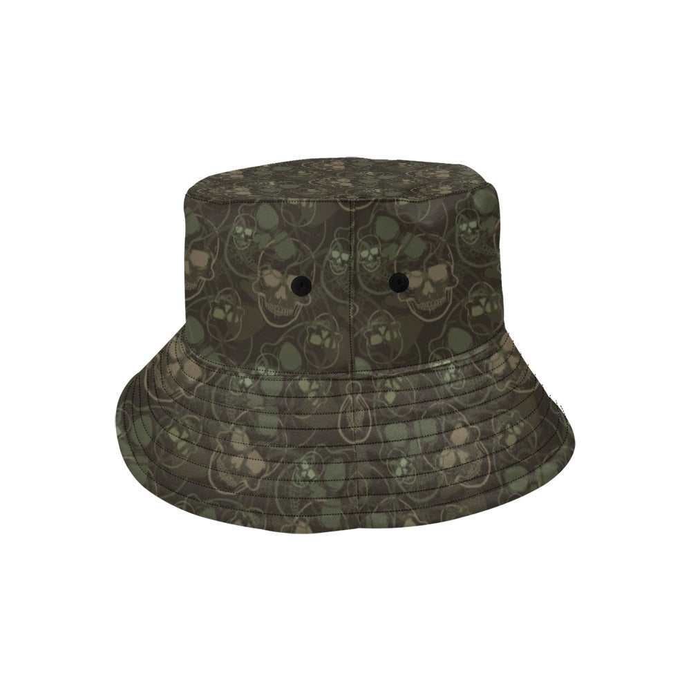 Skull Camo Style Print Design LKS308 Unisex Bucket Hat