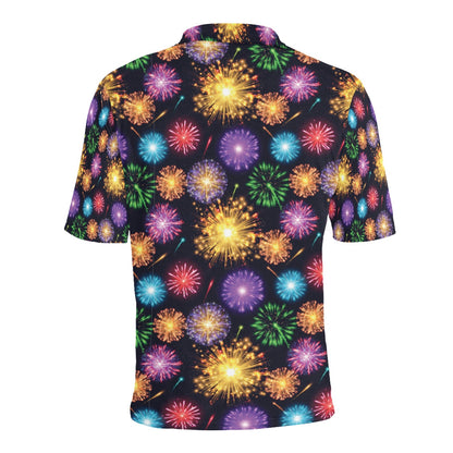 Firework Print Design LKS305 Men Polo Shirt