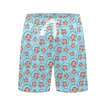 Monkey Cute Design Themed Print Men's Swim Trunks Beach Shorts