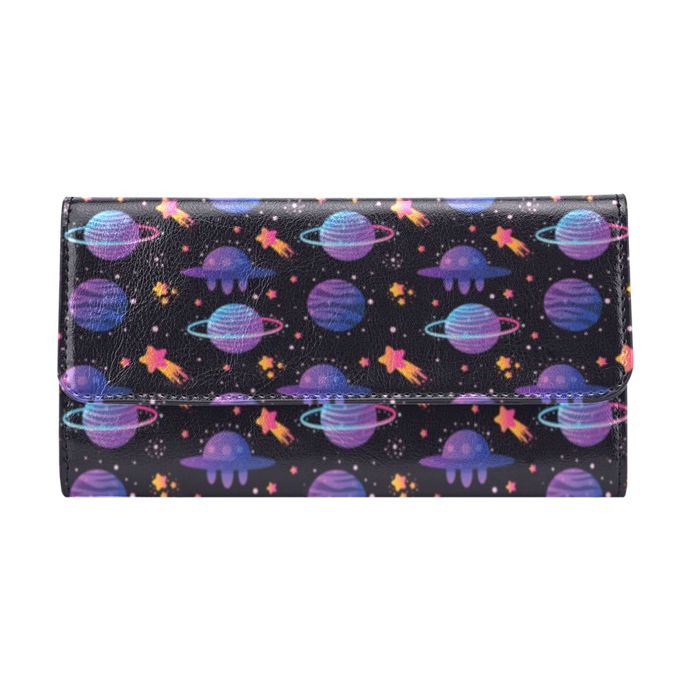 UFO Star Galaxy Print Design LKS308 Women's Trifold Wallet