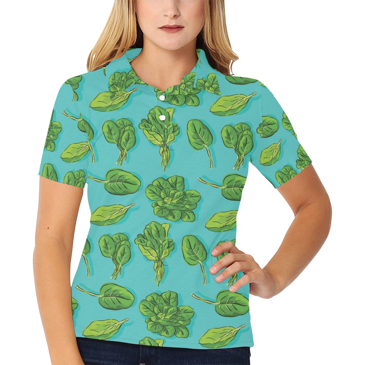 Spinach Print Design LKS301 Women's Polo Shirt