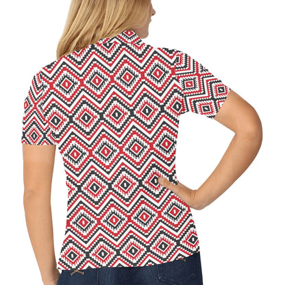 Native American Themed Tribal Print Women's Polo Shirt