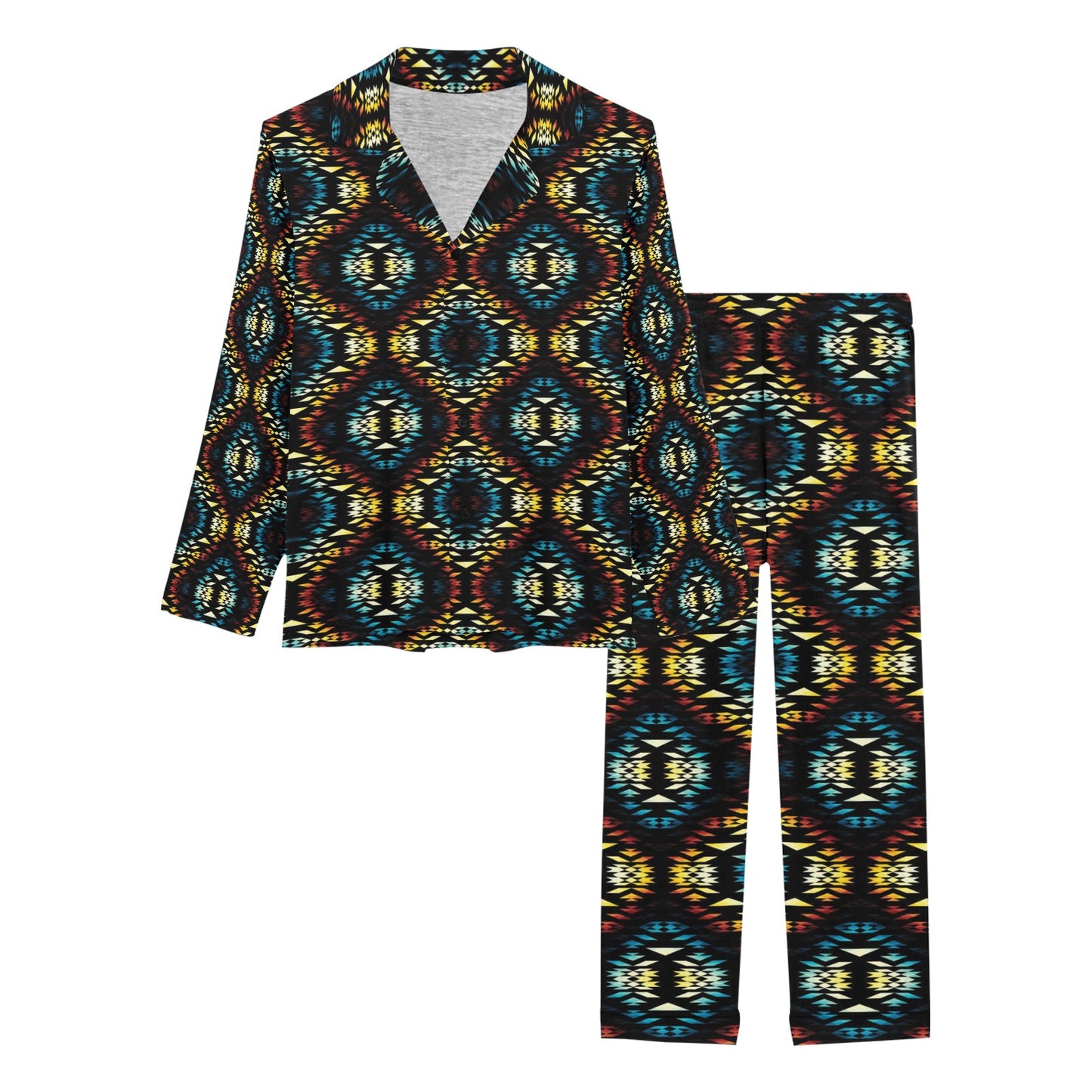 Tribal Pattern Print Design LKS309 Women's Long Pajama Set
