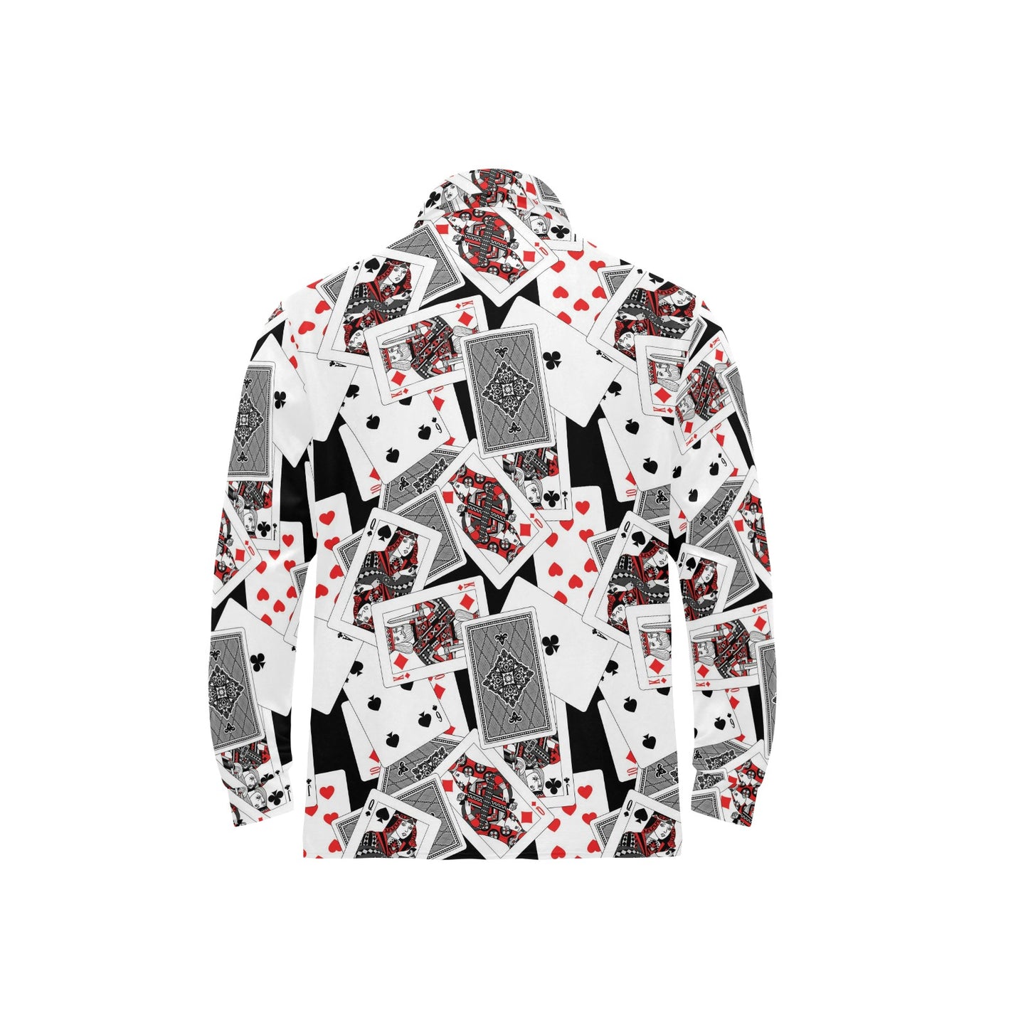 Poker Cards Pattern Print Design A04 Long Sleeve Polo Shirt For Men's
