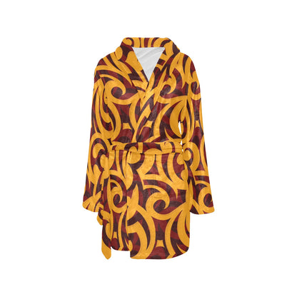 Maori Pattern Print Design 02 Women's Fleece Robe