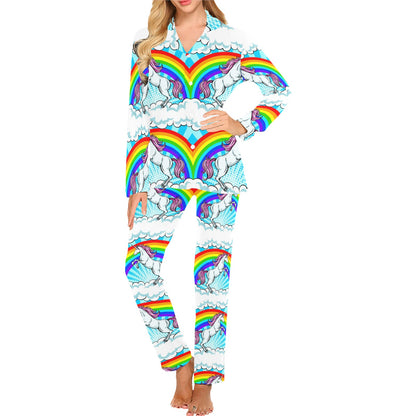 Unicorn Rainbow Women's Long Pajama Set