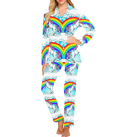 Unicorn Rainbow Women's Long Pajama Set