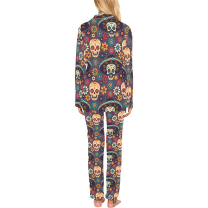 sugar skull Maxican Pattern Women's Long Pajama Set