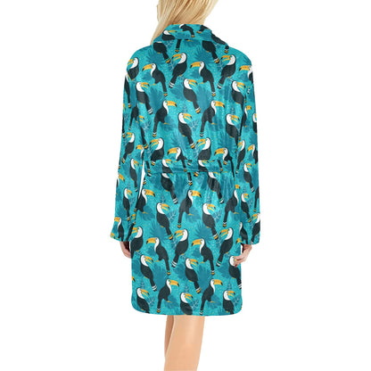 Toucan Parrot Pattern Print Women's Fleece Robe