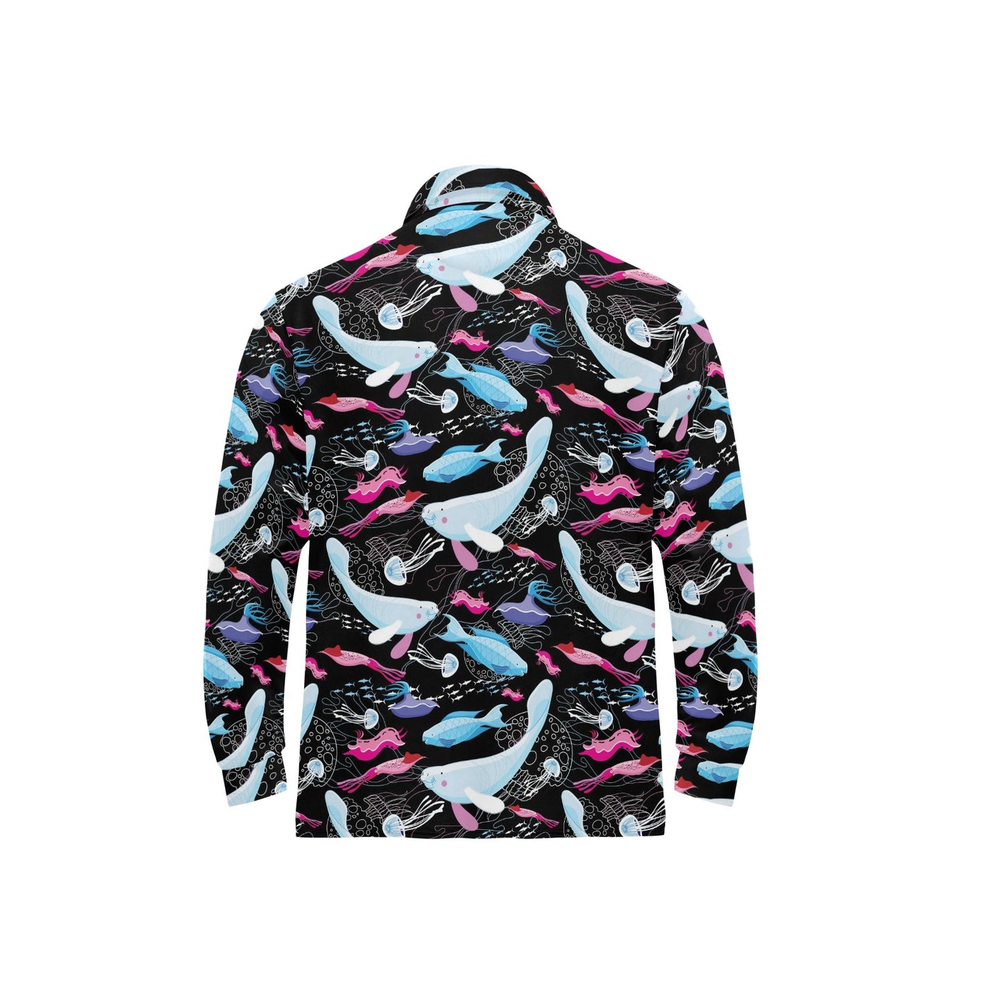 Manatee Pattern Print Design 02 Long Sleeve Polo Shirt For Men's