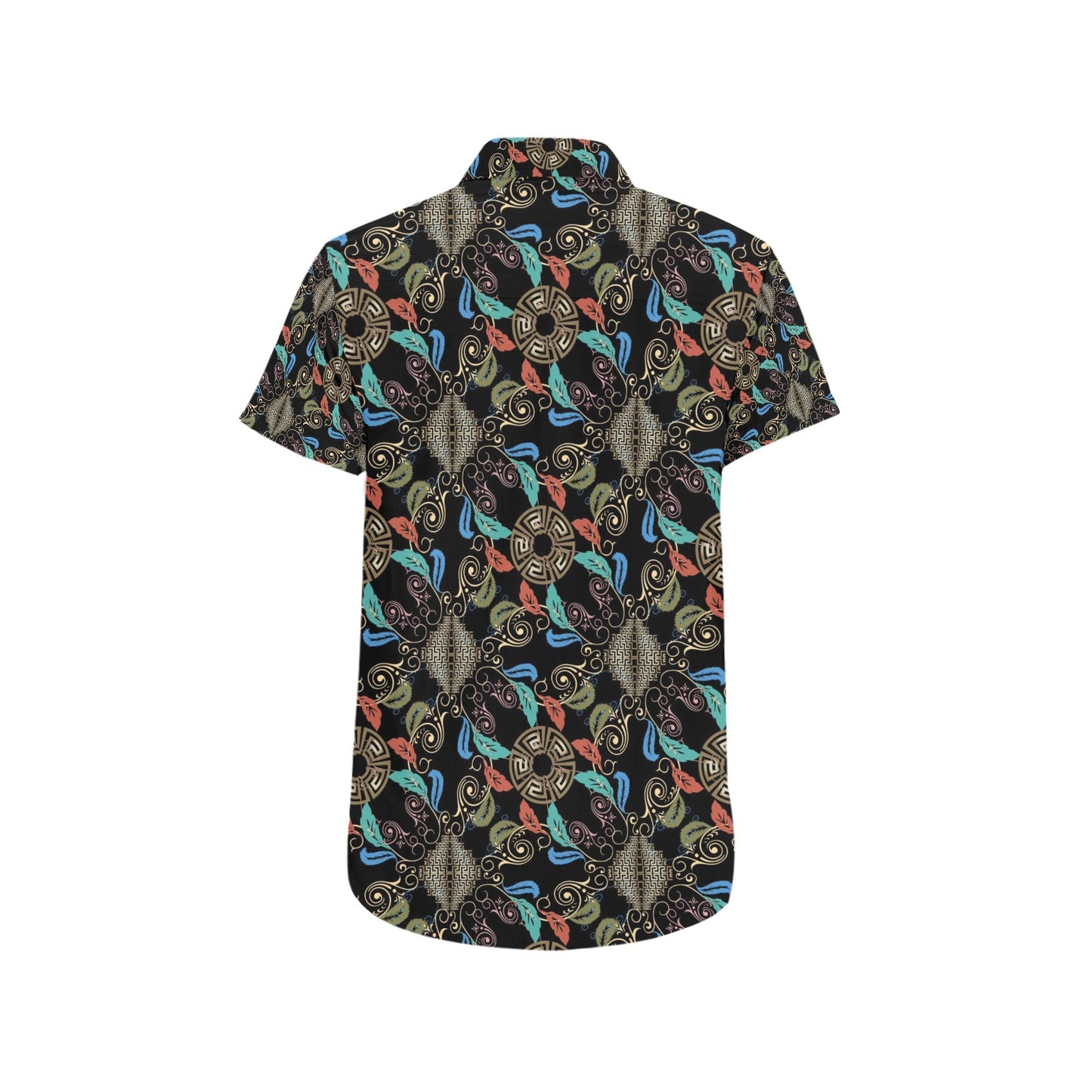 Ancient Greek Print Design LKS308 Men Short Sleeve Button Up Shirt