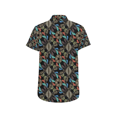 Ancient Greek Print Design LKS308 Men Short Sleeve Button Up Shirt