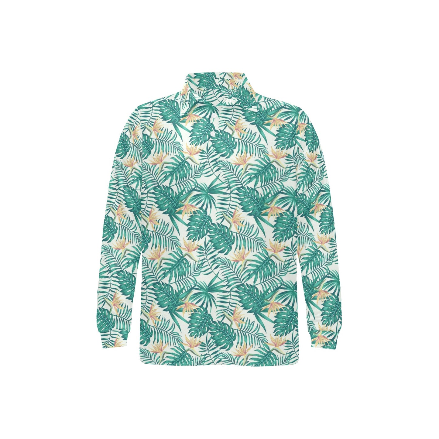 Bird Of Paradise Pattern Print Design 05 Long Sleeve Polo Shirt For Men's