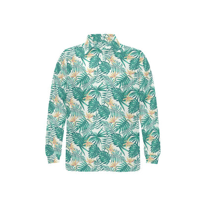 Bird Of Paradise Pattern Print Design 05 Long Sleeve Polo Shirt For Men's