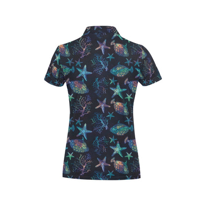 Starfish Pattern Print Design 01 Women's Polo Shirt