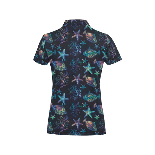 Starfish Pattern Print Design 01 Women's Polo Shirt