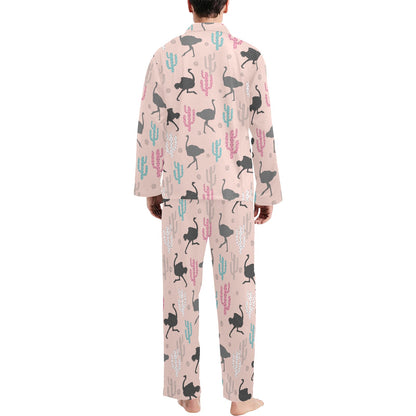 Ostrich Pattern Print Design 03 Men's Long Pajama Set