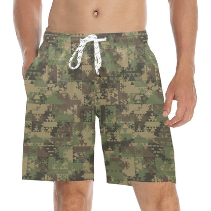 Camouflage Aztec Green Army Print Men's Swim Trunks Beach Shorts