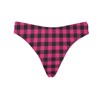 Pink Tartan Plaid Pattern Women's Thongs