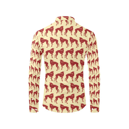 Whippets Print Design LKS301 Men's Long Sleeve Dress Shirt