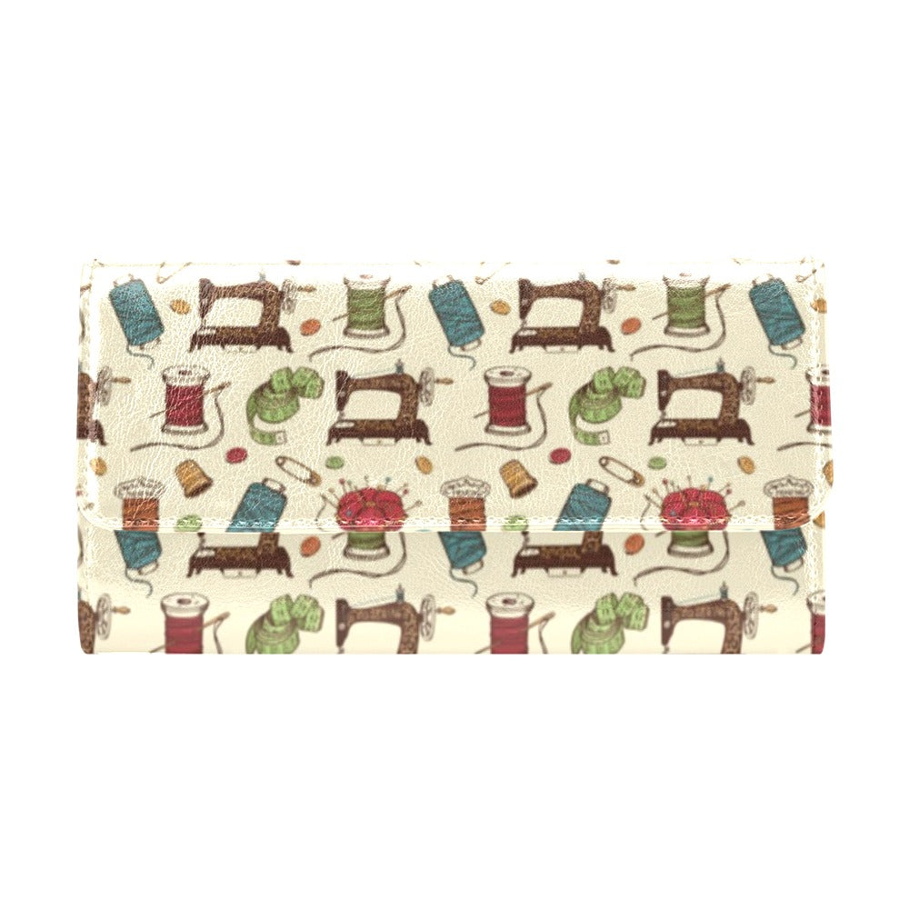 Sewing Equipment Print Design LKS303 Women's Trifold Wallet
