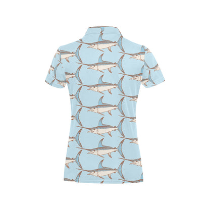 Swordfish Pattern Print Design 01 Women's Polo Shirt