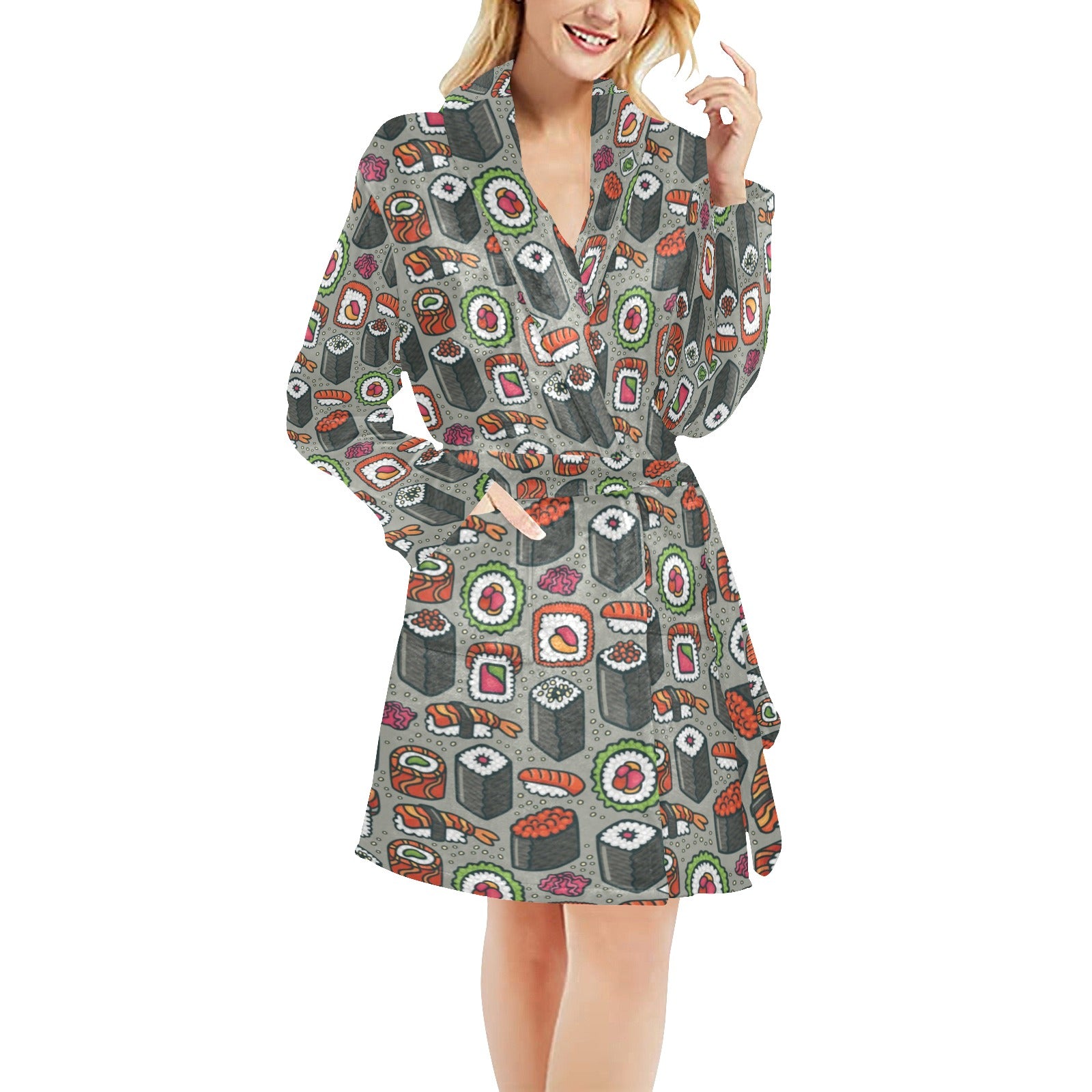 Sushi Print Design LKS301 Women's Fleece Robe