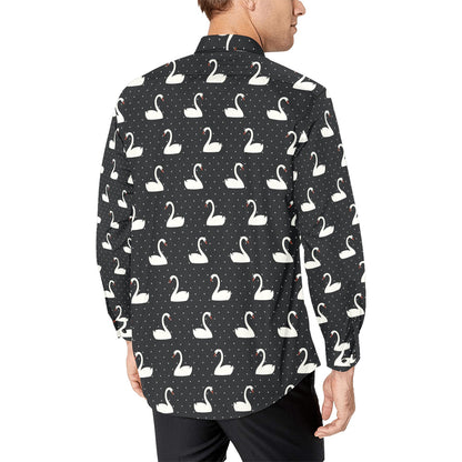 Swan Print Design LKS401 Men's Long Sleeve Dress Shirt