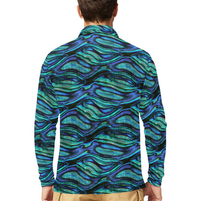 Abalone Pattern Print Design 02 Long Sleeve Polo Shirt For Men's