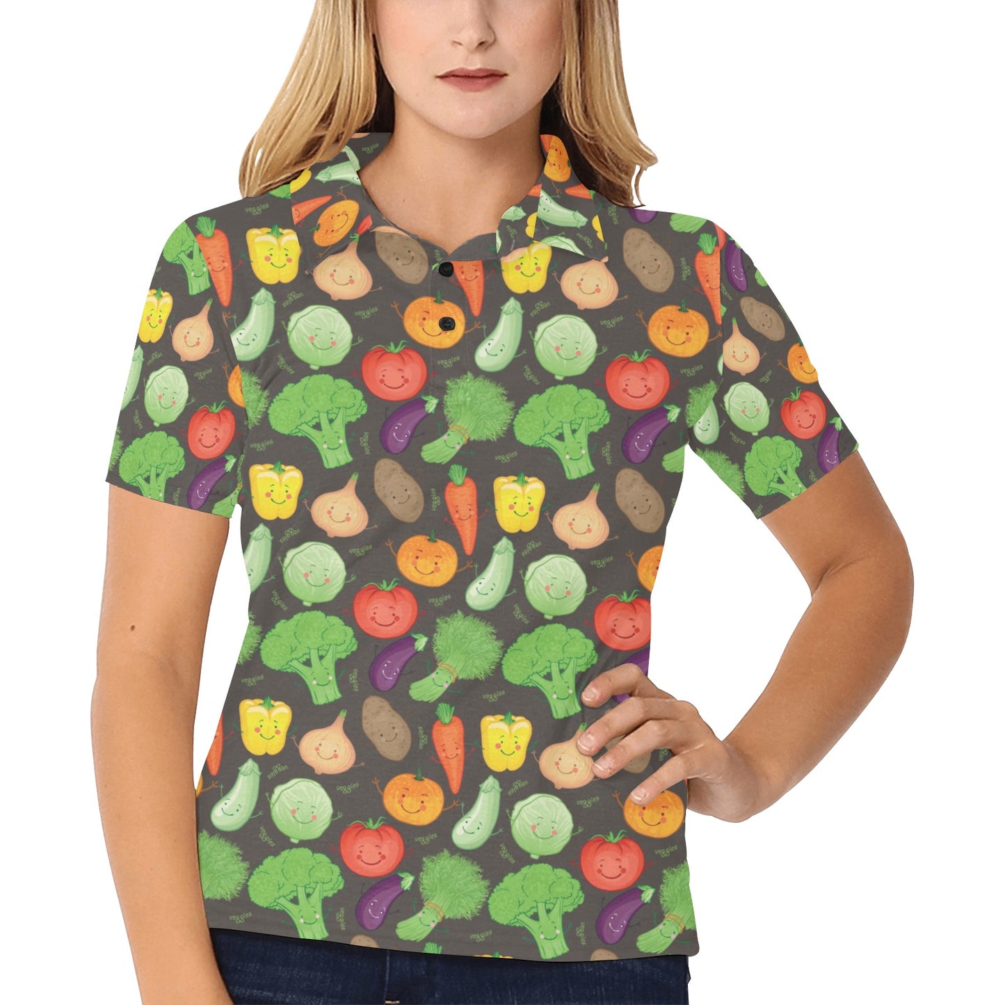 Vegan Funny Themed Design Print Women's Polo Shirt