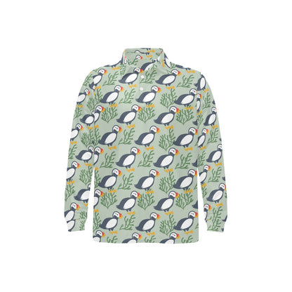 Puffin Pattern Print Design A04 Long Sleeve Polo Shirt For Men's