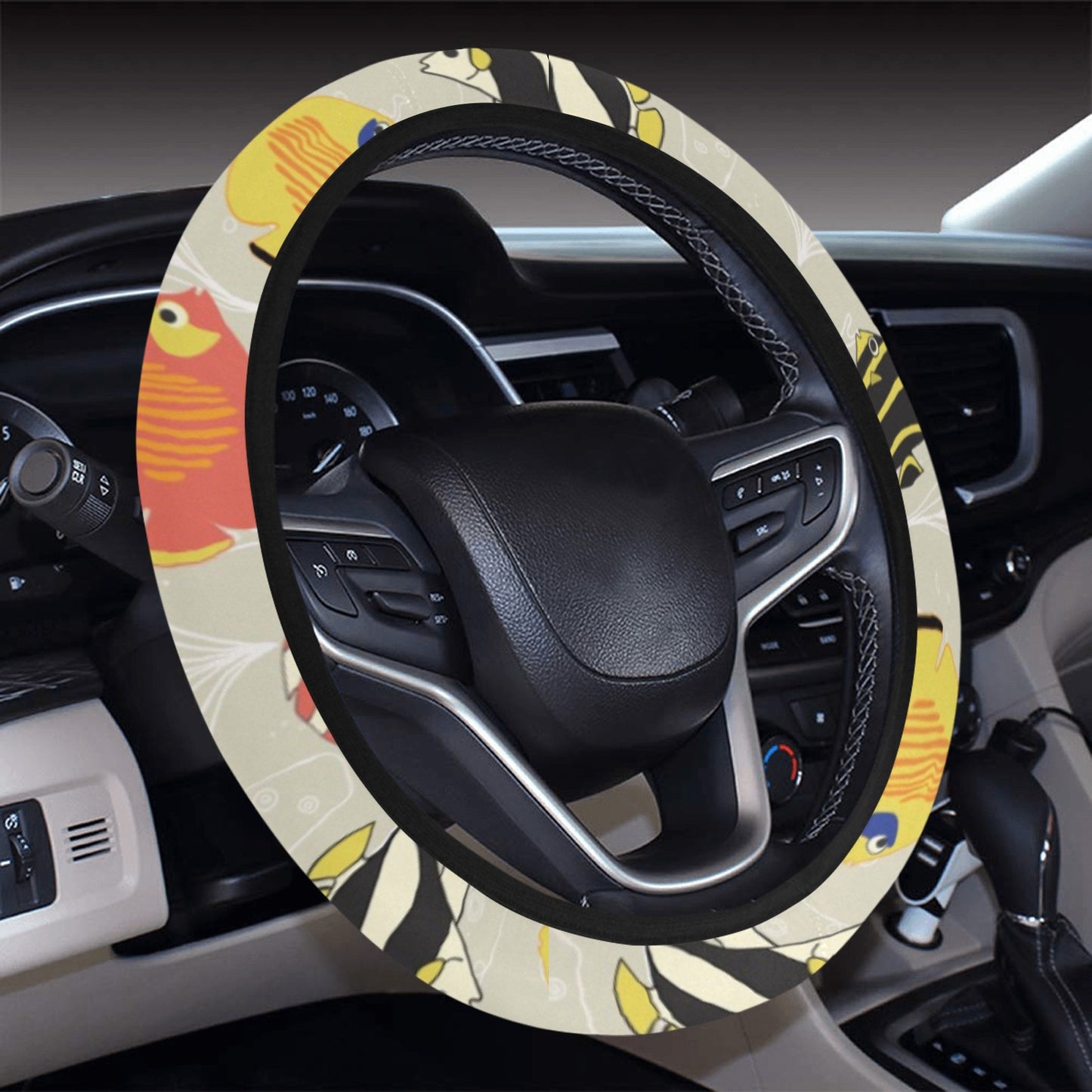 Angelfish Print Design LKS401 Steering Wheel Cover with Elastic Edge