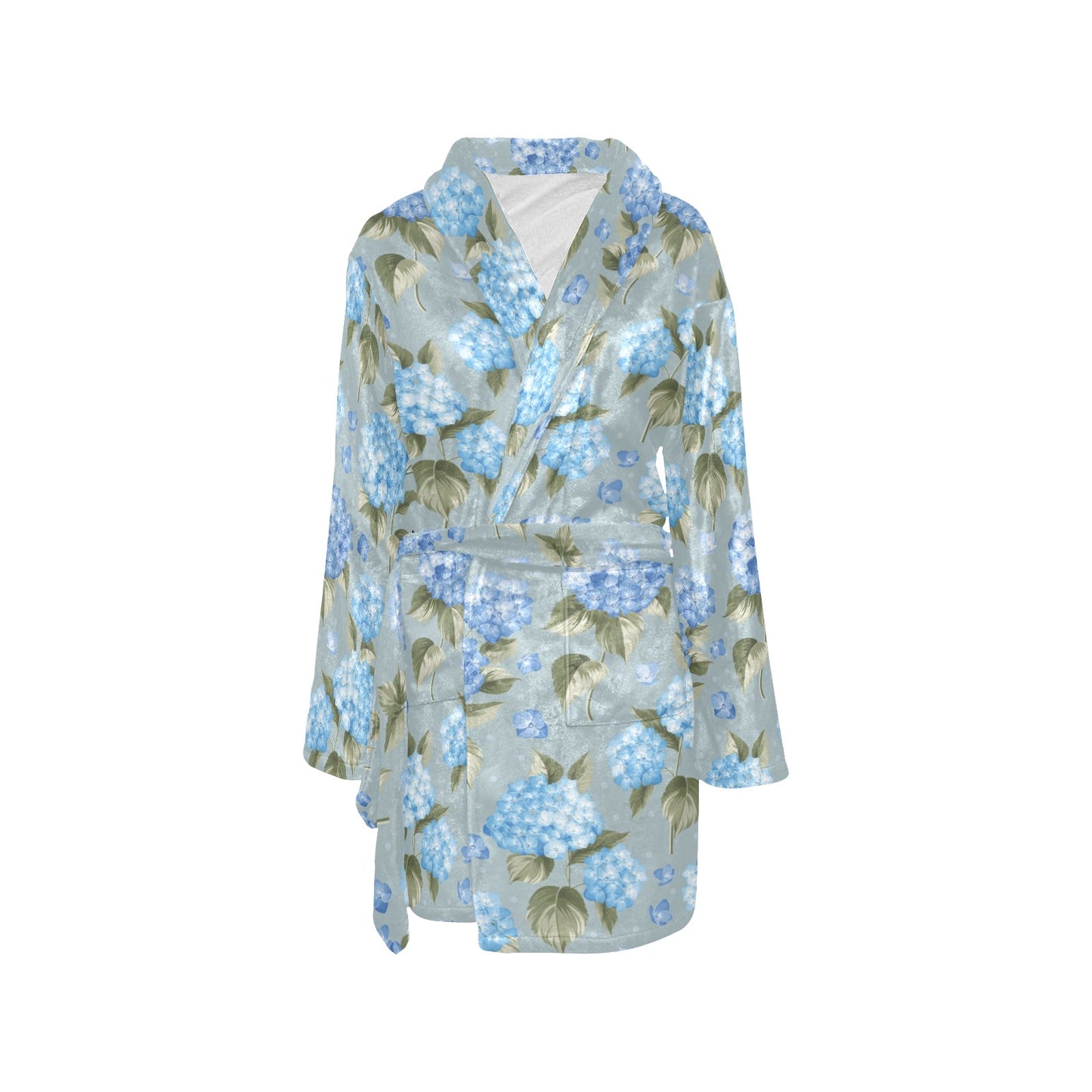 Hydrangea Pattern Print Design 01 Women's Fleece Robe