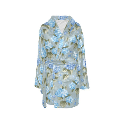 Hydrangea Pattern Print Design 01 Women's Fleece Robe