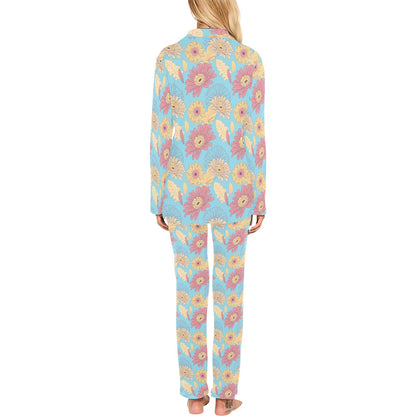 Gerberas Pattern Print Design GB04 Women's Long Pajama Set