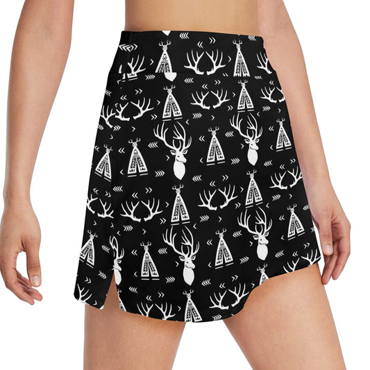 Deer Native Indian Print Pattern 17" Golf & Pickleball Skort with Pockets